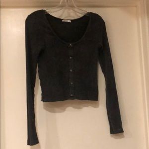Faded black/gray button up ribbed shirt